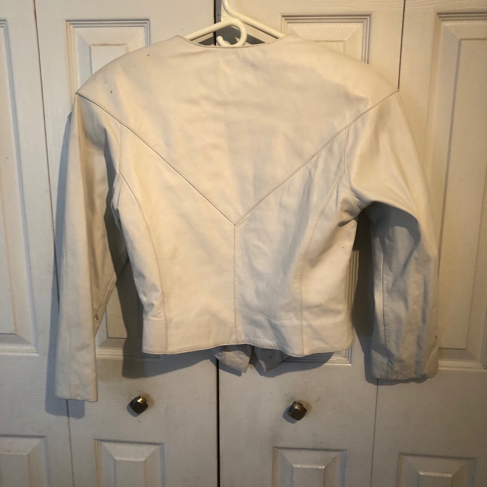 White leather waist jacket